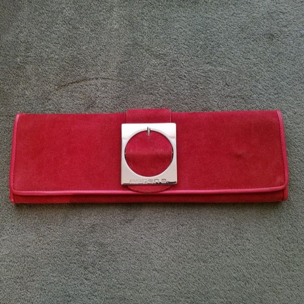 - Arden B Red Suede Clutch Bag